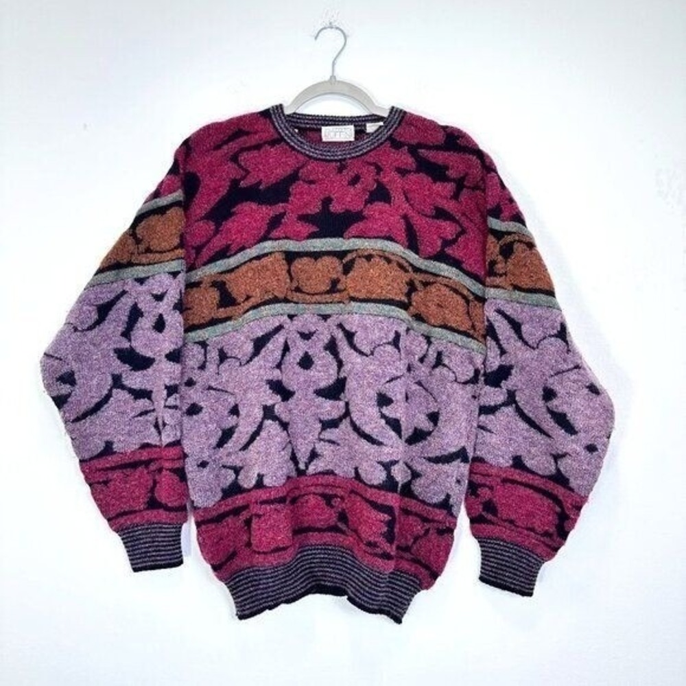 Vintage Colorful Gianfranco Ruffini Wool Blend Art Pop Oversized Sweater Size L